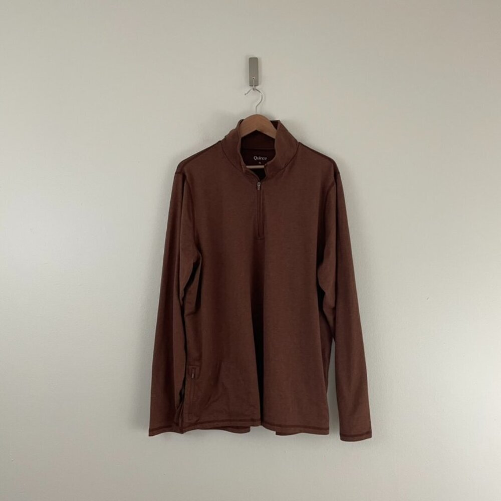 Quince Rust Flowknit Performance Half Zip Pullover Men's Size XL